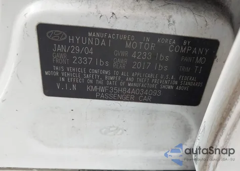 2004 Hyundai Sonata Gls/Lx from USA, damaged, VIN KMHWF35H84A034093